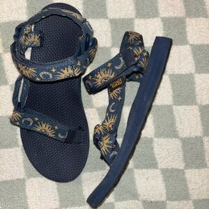 Teva Navy and Gold Patterned Sandals